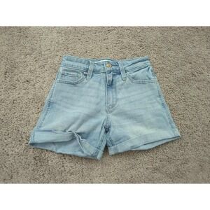 Hollister‎ Jean Shorts Womens 00/23 Blue Curvy Mid Rise Soft Stretch Folded Hem